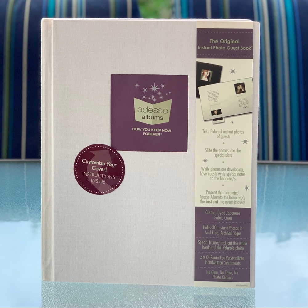 Adesso Off-White Fabric Covered Guest Book Photo Album, Holds 30 Instant Photos